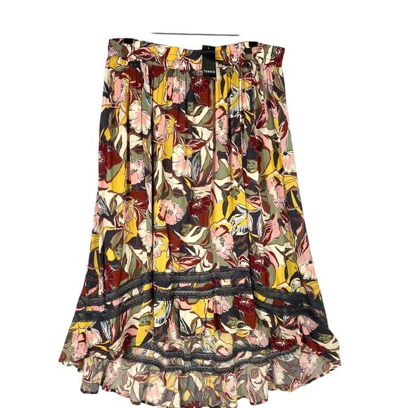 Torrid Hi Low Boho Maxi‎ Skirt Women 2X Yellow Ruffle Crinkle Gauze Cottagecore - Picture 2 of 9